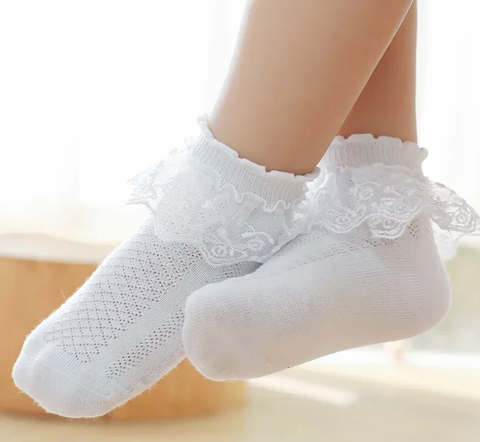 Mädchen Spitze Rüschen Prinzessin Mesh Socken Säugling Baby Kinder Kurze Socke Rüschen Weiß Rosa Kleine Mädchen Socken Kleinkind Mädchen Socken 1-7Y