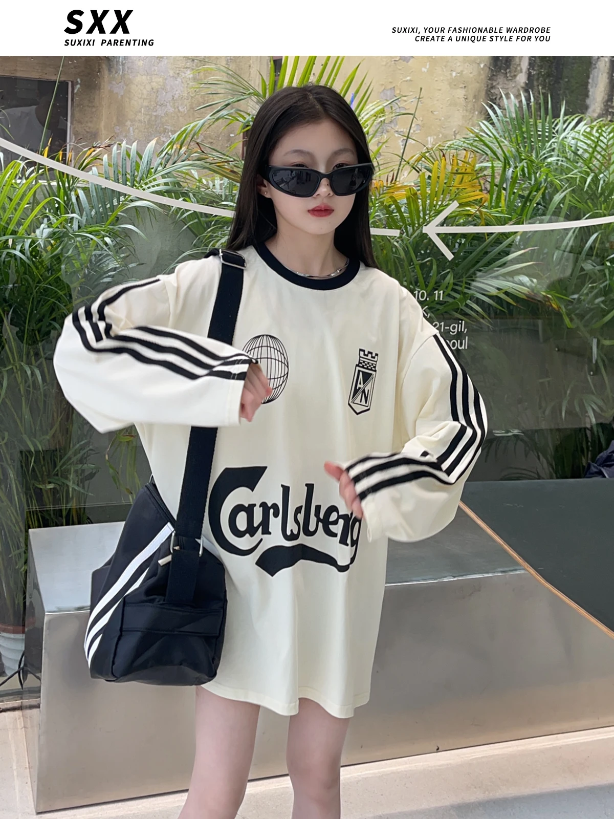 Girls\' 2023 New Autumn Street Dance Street Hip Hop Style Fashionable Long Sleeve Sweater T-shirt