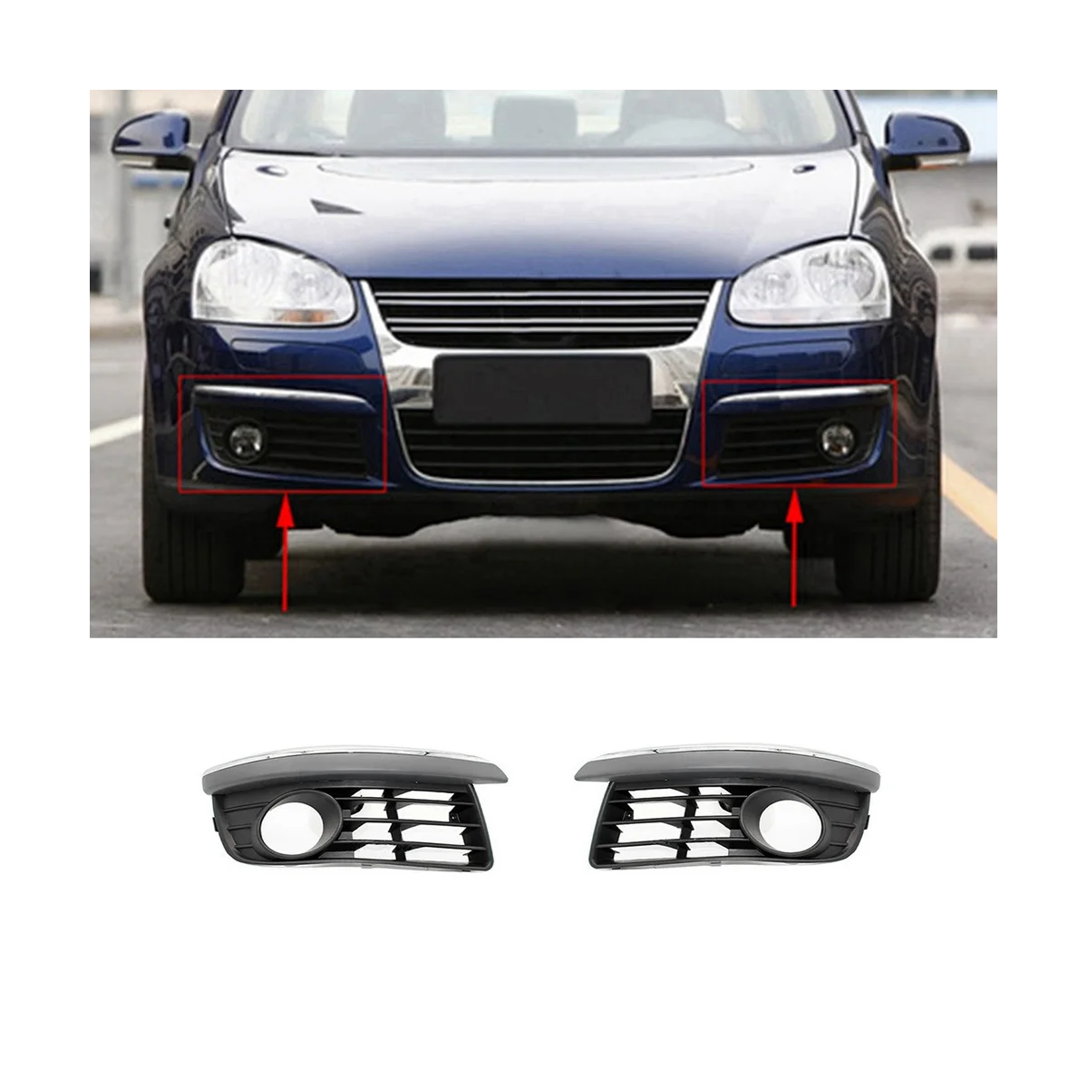 Bumper Fog Light Chrome Grille Fog Light Cover Fog Light Grille Car for VW Jetta V MK5 1K0853665A 1K0853666A