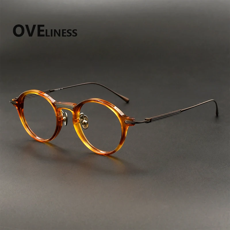 

Ацетатно-титановая оправа для очков, женская, новый брендовый дизайн, винтажные ретро-квадратные очки, мужская оправа, ультралегкие японские очки