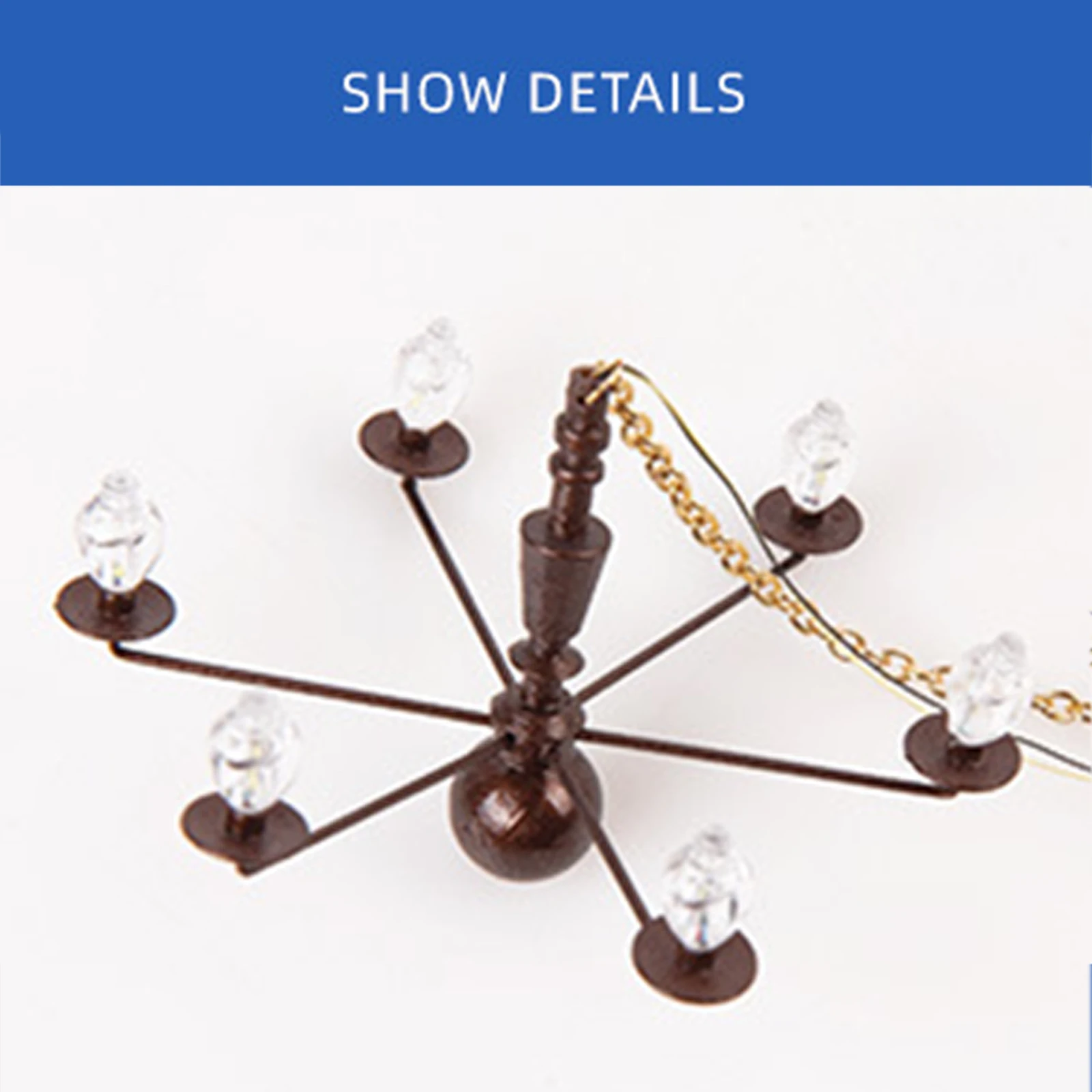 1:87 HO Scale Metal Crystal Hanging Ceiling Lamp Ceiling Lamps White Lights for DIY Architecture Model Materials