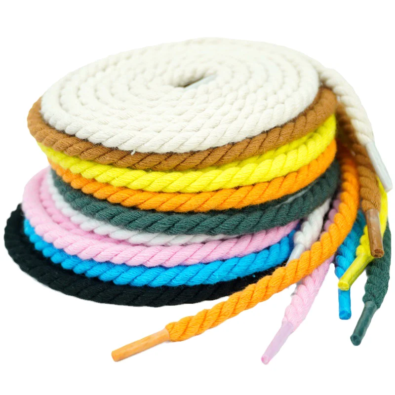 1Pair Round Shoelaces 0.6*120CM Cotton Weaving Shoelace Twisted Rope Laces Sneakers Boots Shoe Laces For Shoes For AF1/AJ1