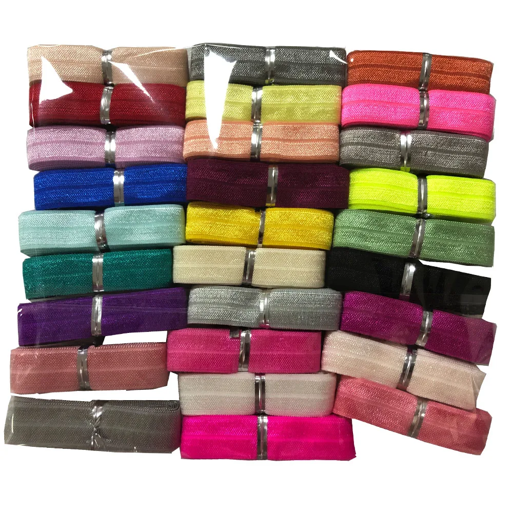 27 Yards 5/8inch Ribbon Elastic Foldover Elastic Stretch FOE for Hair Ties Headbands Making