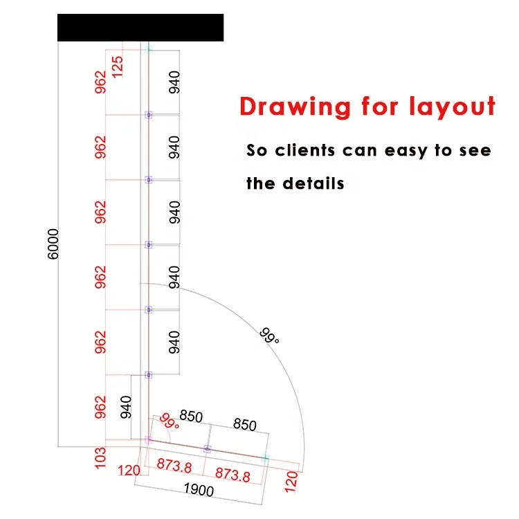 التخصيص مدينة آخر درابزين 40in طويل القامة نهاية المشاركات درابزين زجاجي عمود الدرج سياج الدرابزين درابزين 304 مربع المشبك البلاستيكية #5