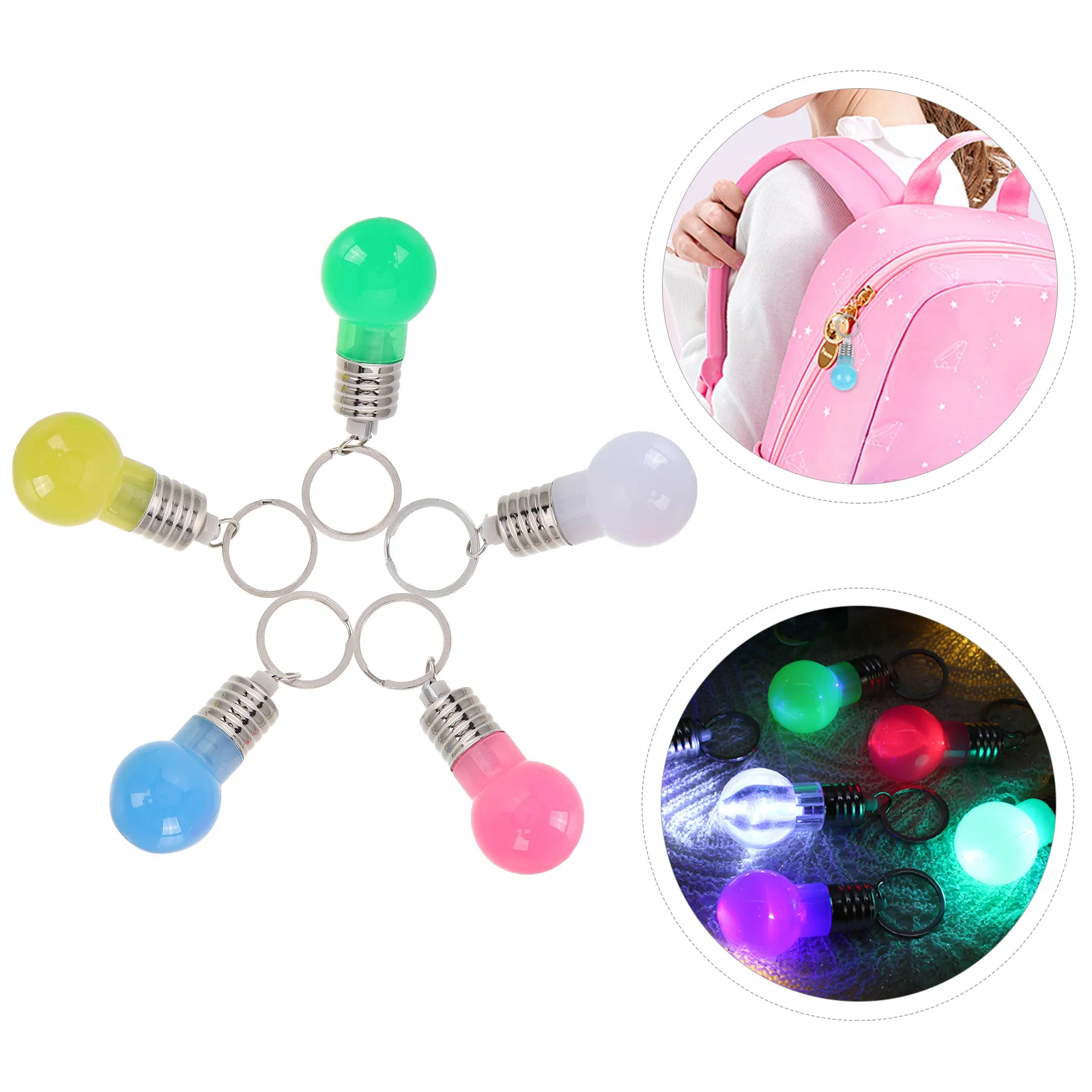

21pcs Mini Led Bulb Keychain Flashing Colorful Light Lamp For Backpack Handbag Wallet Key Ring Ornament Portable Lighting Torch