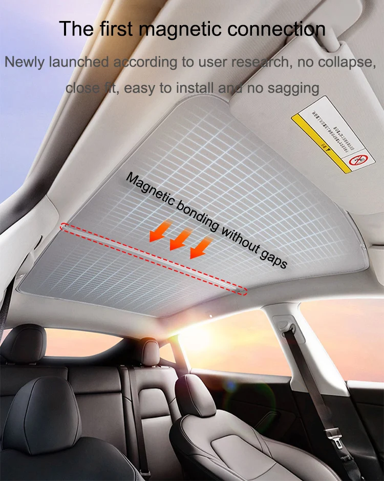 For Tesla Model Y 2021-2024 Car Sunroof Magnetic Sunshade Ice Cloth Buckle Sun Shades Glass Roof Front Rear Sunroof Accessories