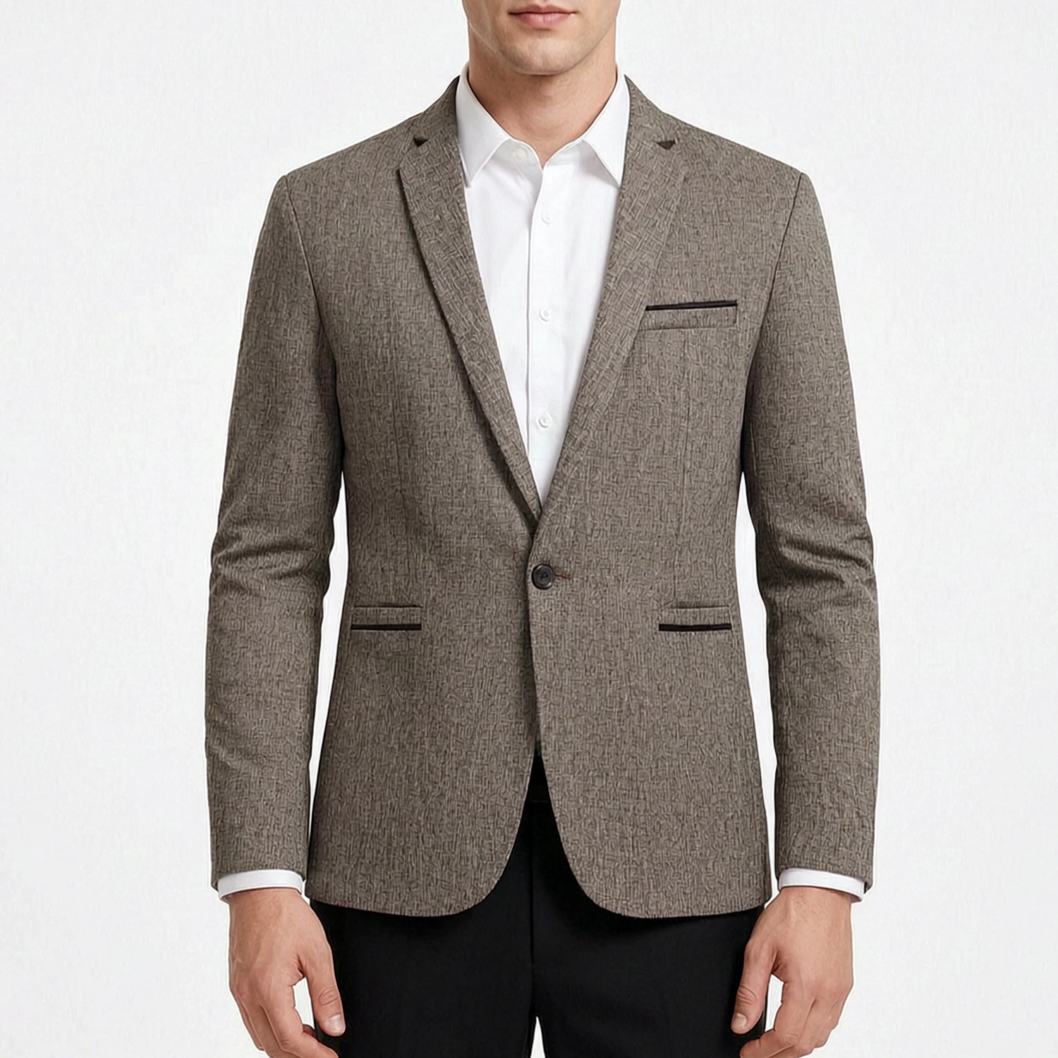 

Men's Slim Fit Casual Blazer Business Office Wear Polyester Blend Single Breasted Suit Jacket