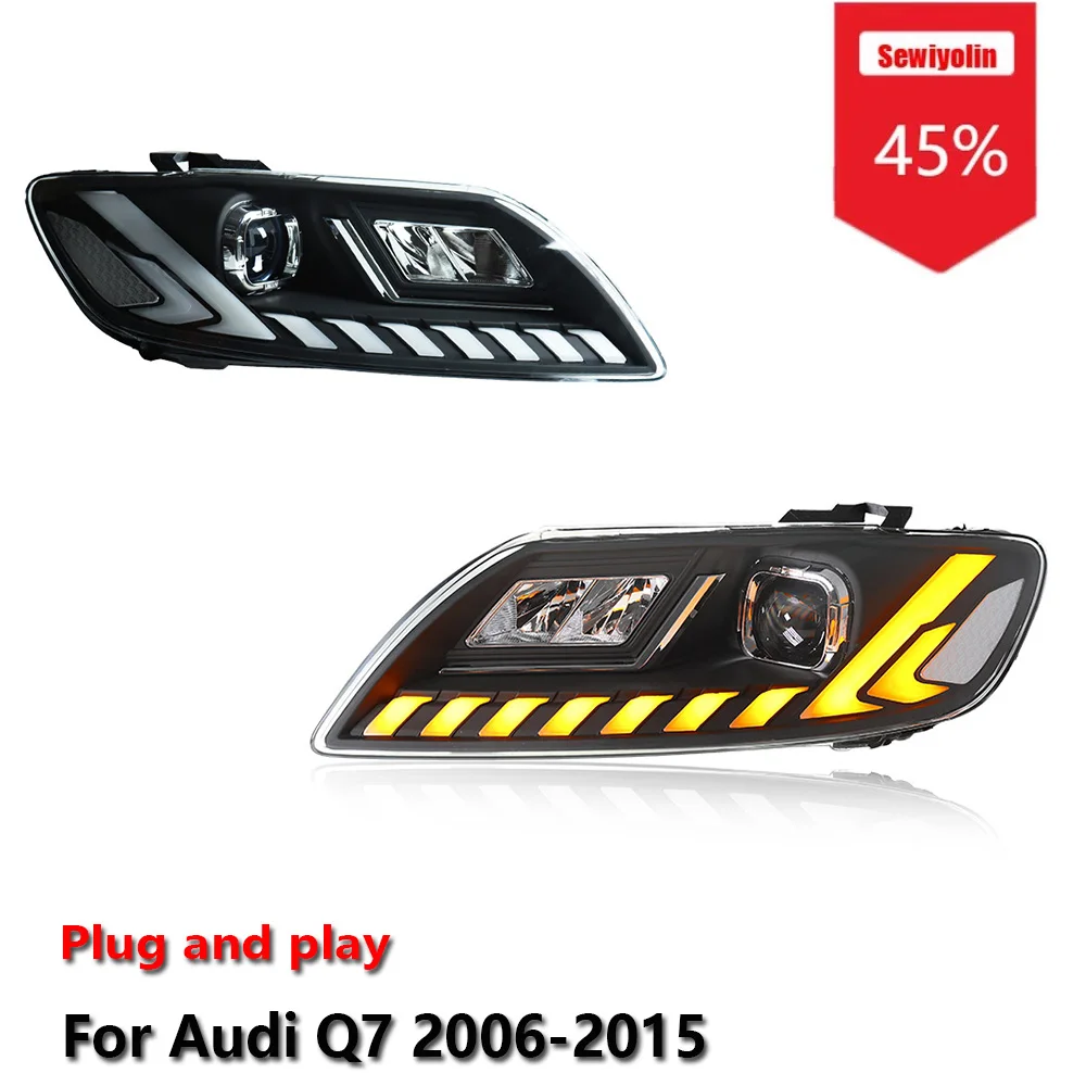 

Sewiyolin автомобильные светодиодные фары аксессуары для Audi Q7 2006-2015 DRL тормозной указатель поворота Plug and Play