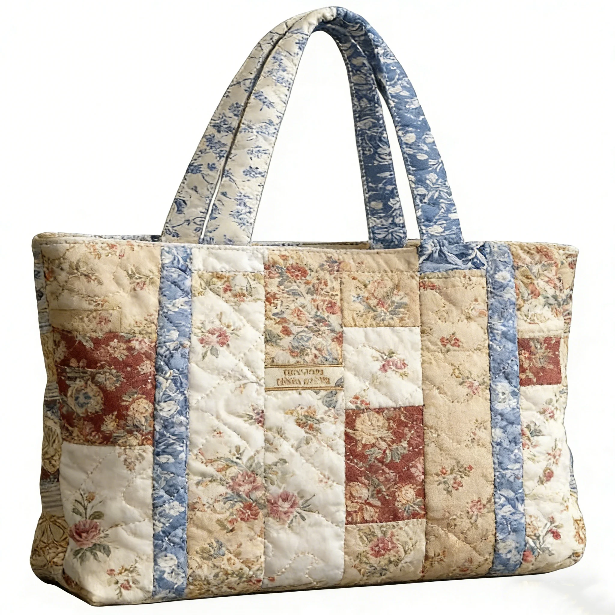 

BRose Handbag Patchwork Valley Quilted Tote Women's Casual Shoulder Bag Daily Splicing Floral Fragments Stylish Shopping