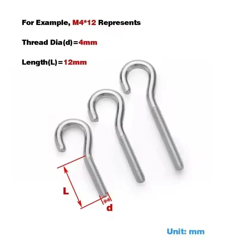 M4 M5 M6 M8 M10 304 Stainless Steel Goat Eye Open-ended Machine Tooth Screw Ring Screw Open-ended Goat Eye Hook Sheep Eye Screw