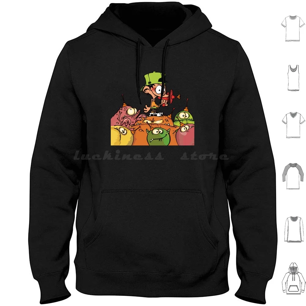 Kid Paddle With Monsters Hoodie Cotton Long Sleeve Retro Vintage Nostalgic 60 70 80 Comic Cartoon French France