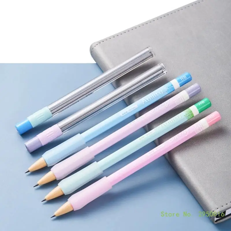 Student Mechanical Pencil Slip Resistant Silicones Grip, Posture Correction Automatic Pencil Twist Action for Student