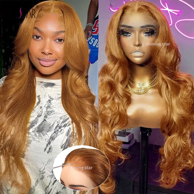 9X6 Wear And Go Wig Ginger Blonde Lace Front Wig Body Wave Pre Cut Preplucked Glueless Wig Burgundy Human Hair Ready To Wear Wig