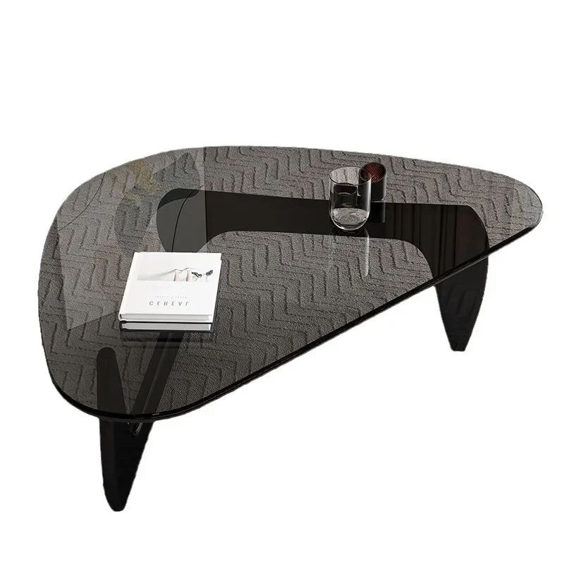 

creative round coffee table household small apartment living room tempered glass coffee table