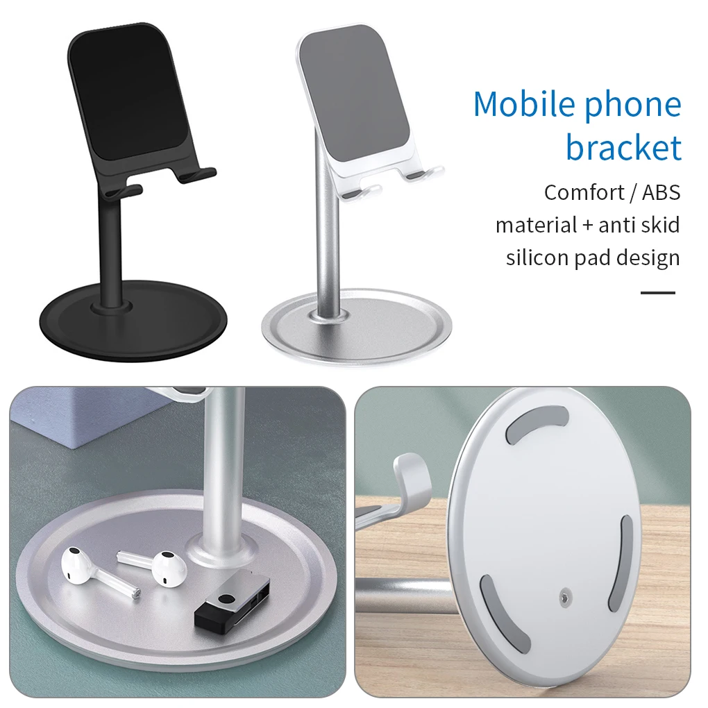 

Mobile Phone Holder Home Office Phone Tablet Stand Adjustable Desk Non-slip Bracket, Silver