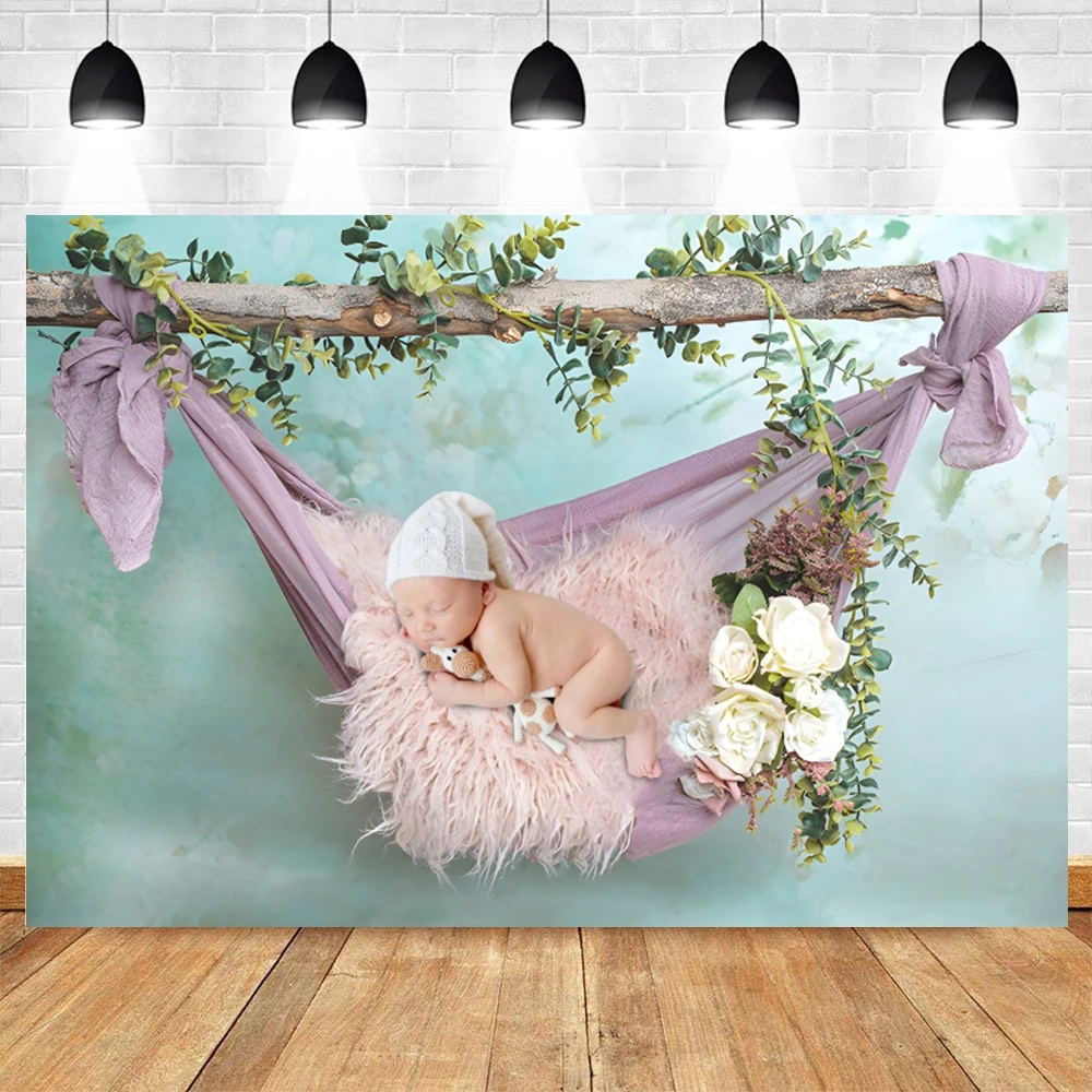 Newborn Photography Backdrop Baby Shower Birthday Flower Swing Sleeping Baby Hundred Days Art Portrait Photo Background Studio