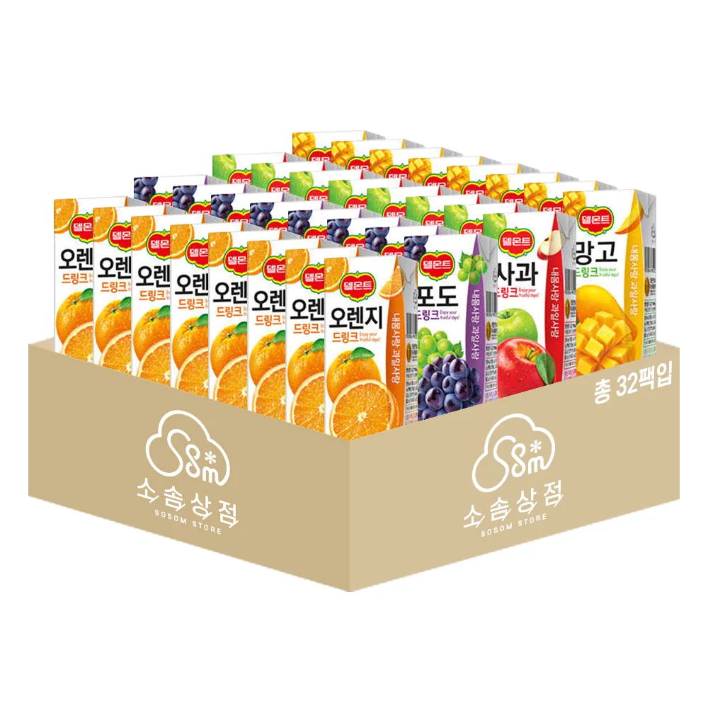 Drink Delmont 190 ml Mezclado 32 paquetes (Naranja + Uvas + Sinfonía + entre 8 paquetes cada una)