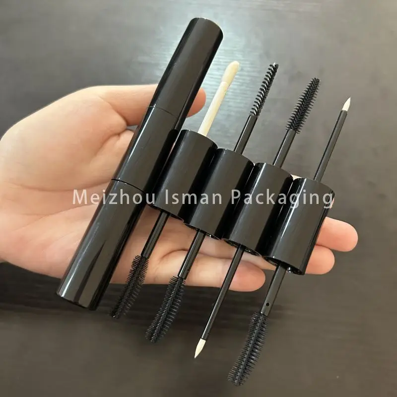 

50Pcs Empty Refillable New Wholesale Black 10ml Silicone Brush Mascara Tubes Slim Dual Ended Lip Gloss Eyeliner Tube Packaging