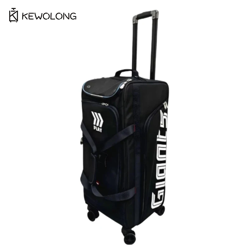 Large Capacity Rolling Sports Equipment Bag with Wheels & Trolley Handle, Heavy Duty Wheeled Gear Tote for Baseball Hockey