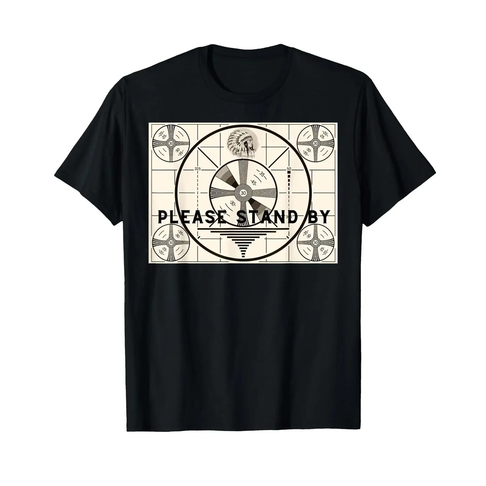 Vintage Test Pattern Please Stand By TV T Shirt black vintage Washed Casual Breathable Versatile fashion Comfortable Unisex