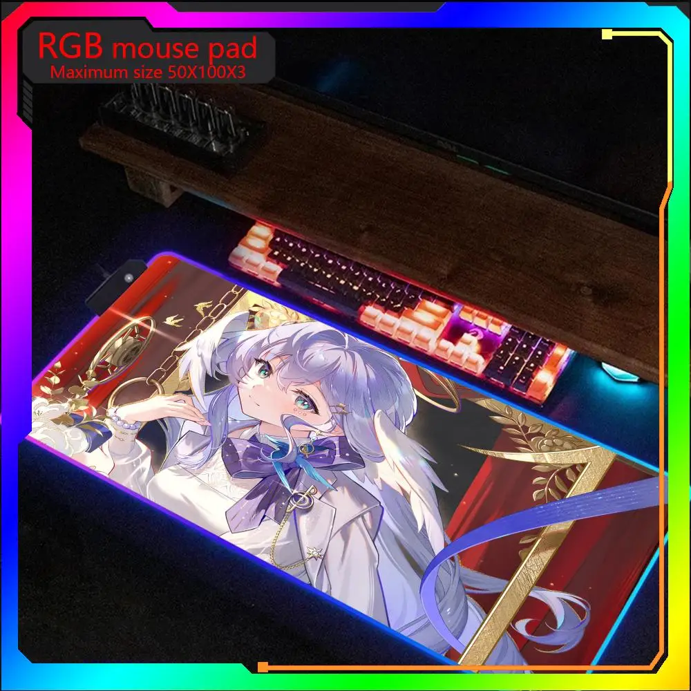 honkai star rail robin rgb mouse pad grande gaming mousepad led borracha tapete de mesa laptop desktop game pad tamanho maximo 50x100 01