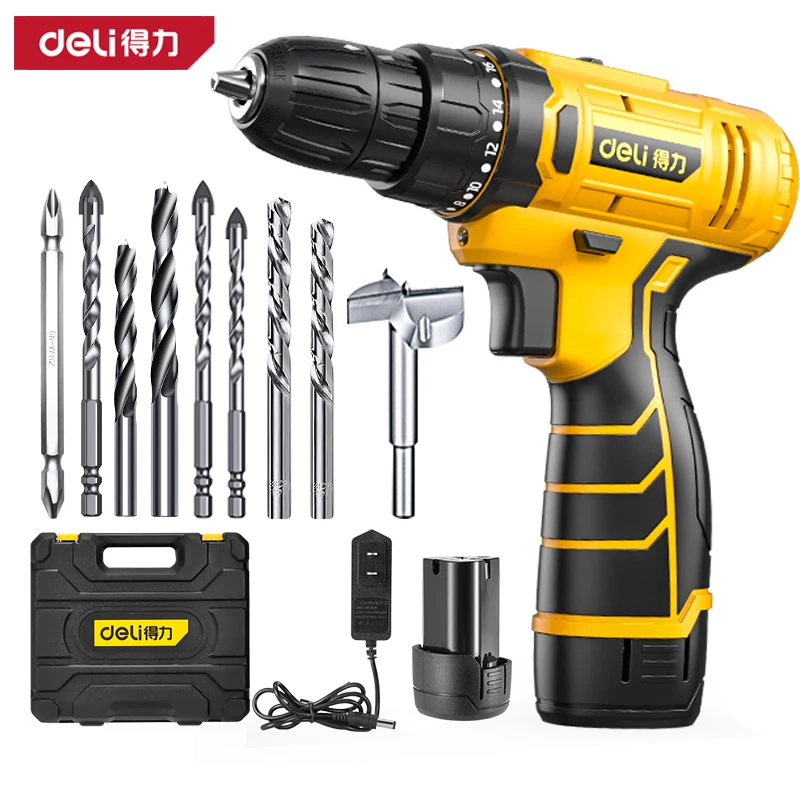 

DELI Cordless Driver Drill Brushless Electric Impact Screwdriver Rechargeable Power Tool 12V Mini Wireless Hand Drill