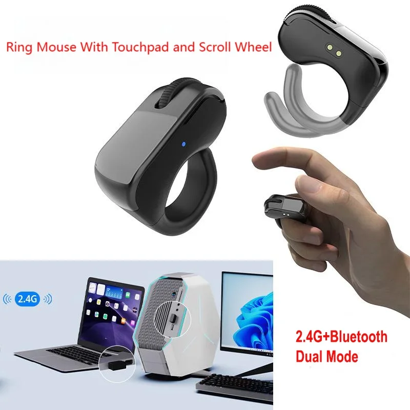 Ring Mouse 2.4G Bluetooth Dual Mode Touchpad Scroll Wheel Rechargeable Video E-book Controller For Laptop PC