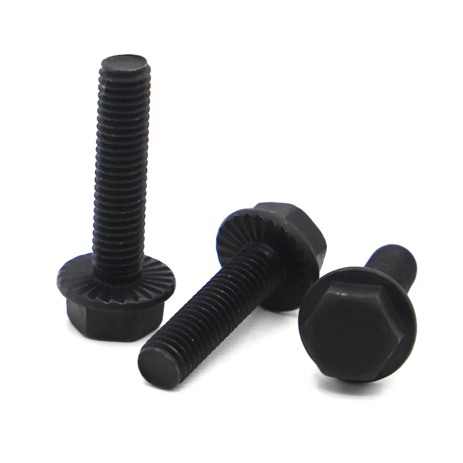 GB5789 Black Grade 10.9 Steel Hexagon Flange Bolts With Tooth Anti-slip Screw M5 M6 M8 M10 M12