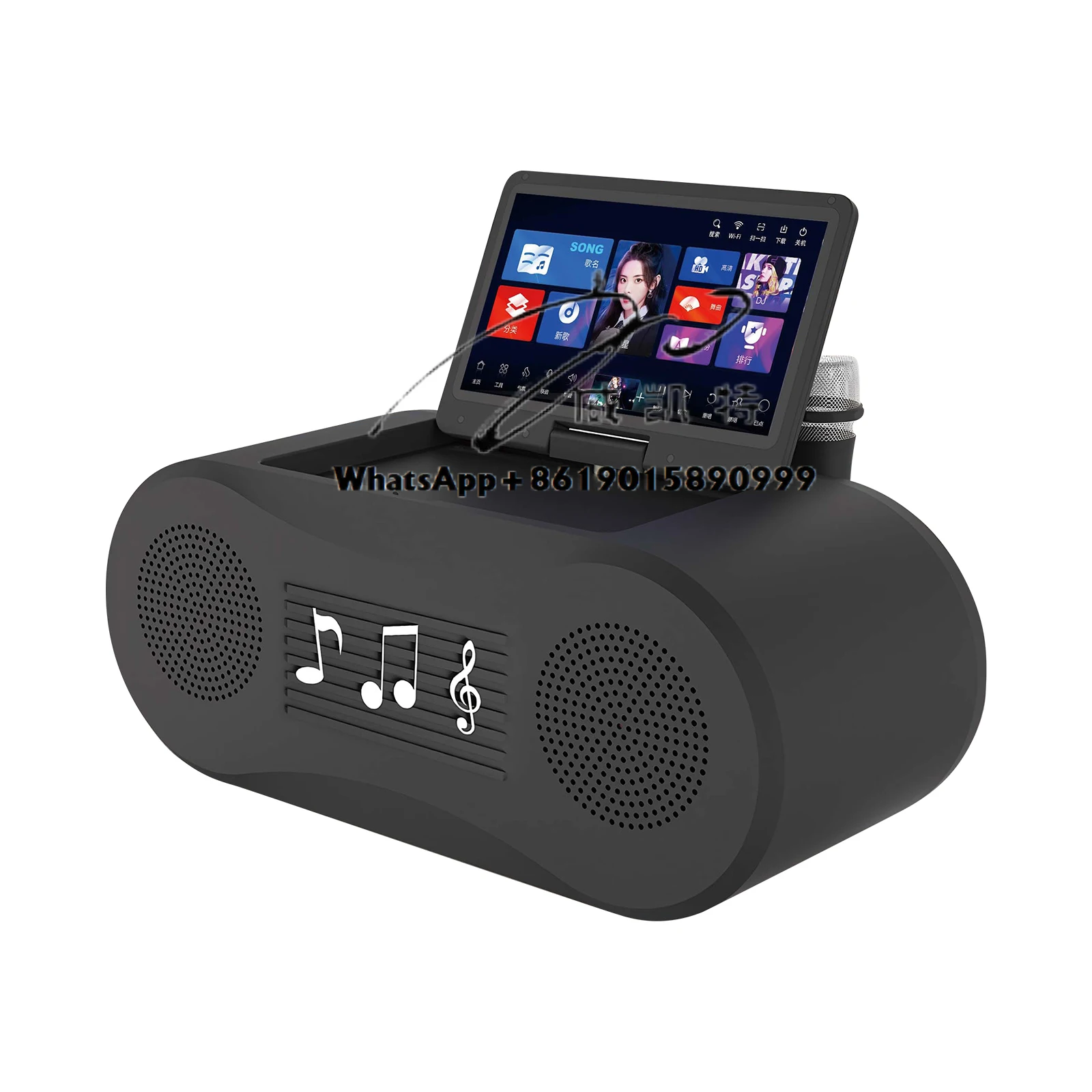 

Professional WiFi Karaoke Machine Touch Screen KTV Jukebox System Portable Speaker with 2 Wireless Microphones for Family Party