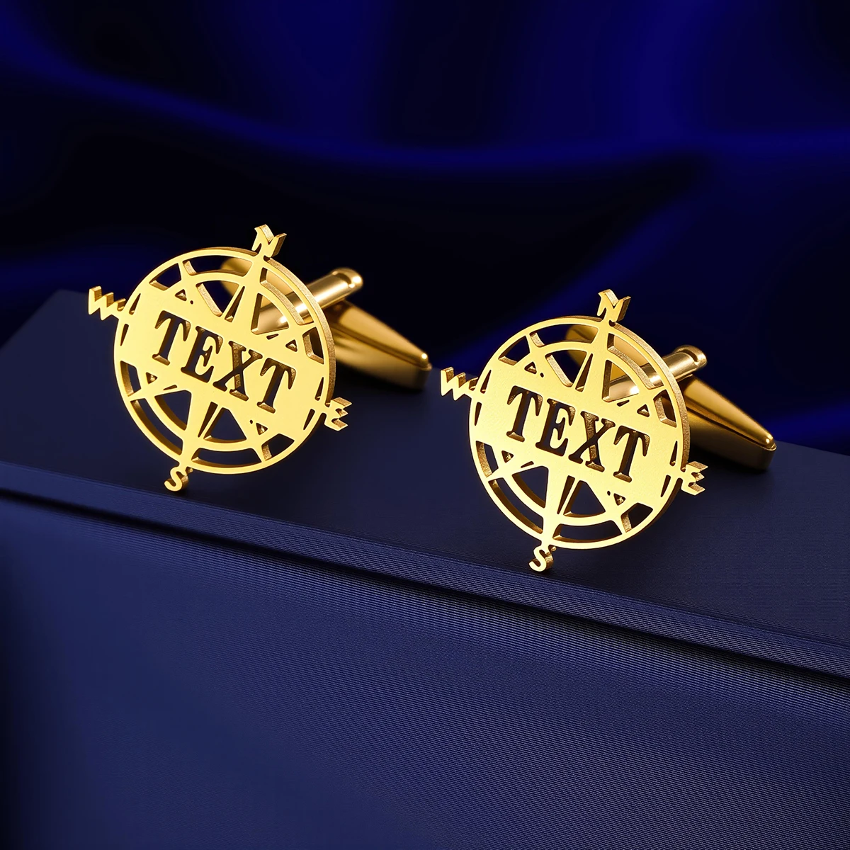 Customized Name Men's Compass Cufflinks Custom Suit Shirt Stainless Steel Buttons Sports Jewelry Gifts