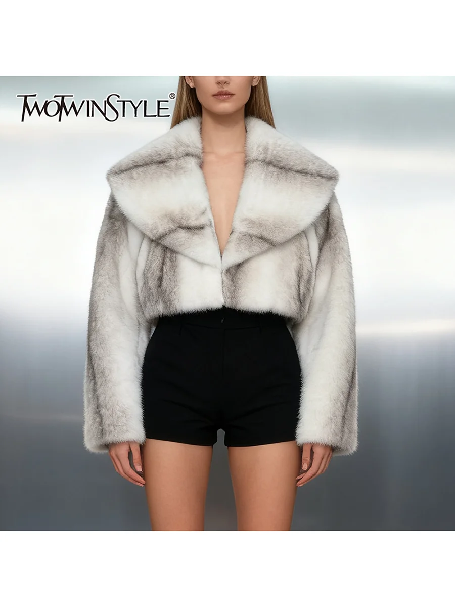 

TWOTWINSTYLE хит цвета сращенные полосатые модные шубы для женщин с лацканами и длинными рукавами темпераментные короткие шубы женская одежда