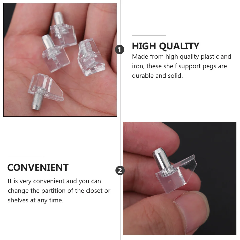 

120 Pcs Shelves Cabinet Shelf Supports For Suite Pegs Transparent Iron Brackets Cupboard