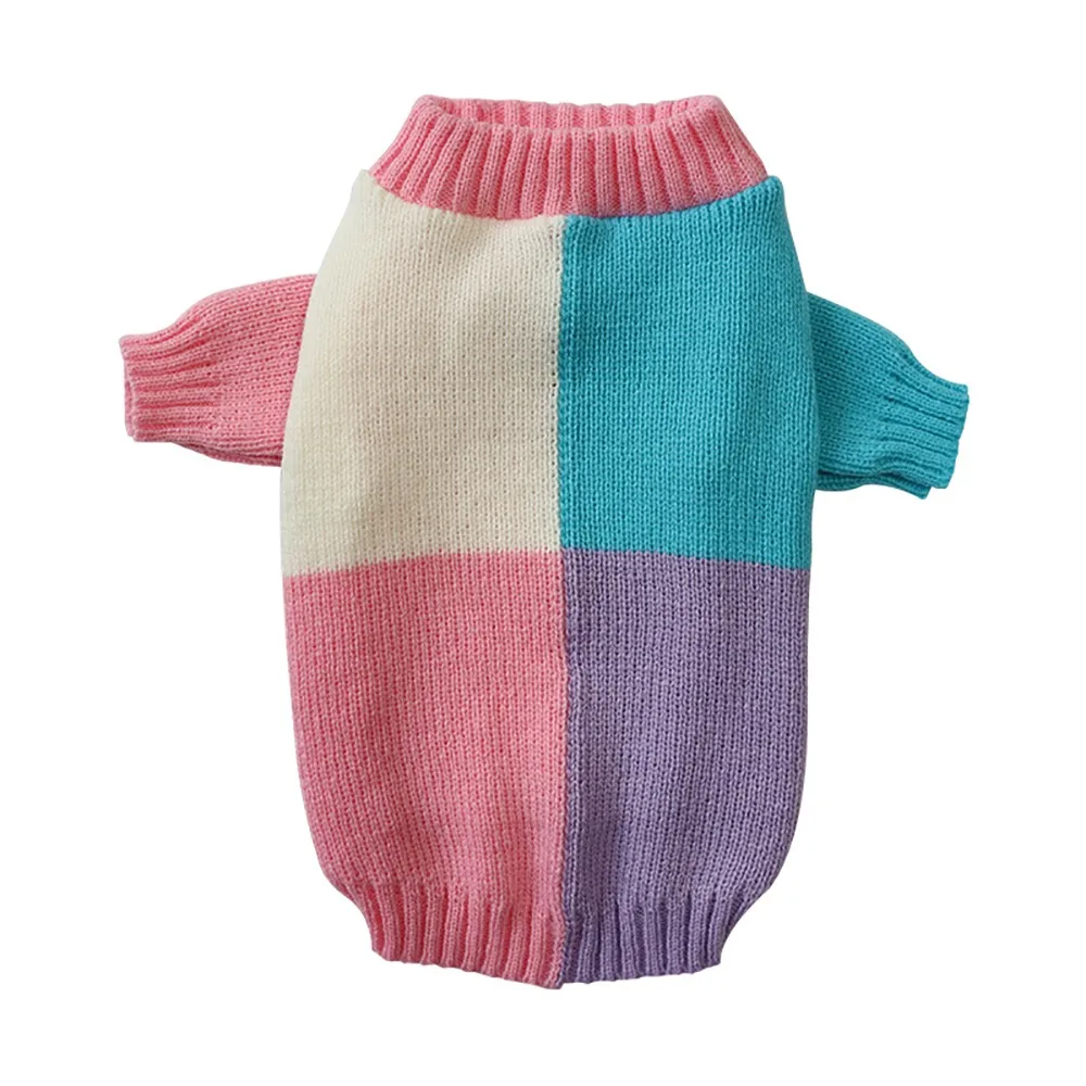 New Plaid Patchwork Pullover Warm Color matching Dog Sweater Breathable Dry Home Wear Small Medium Dogs
