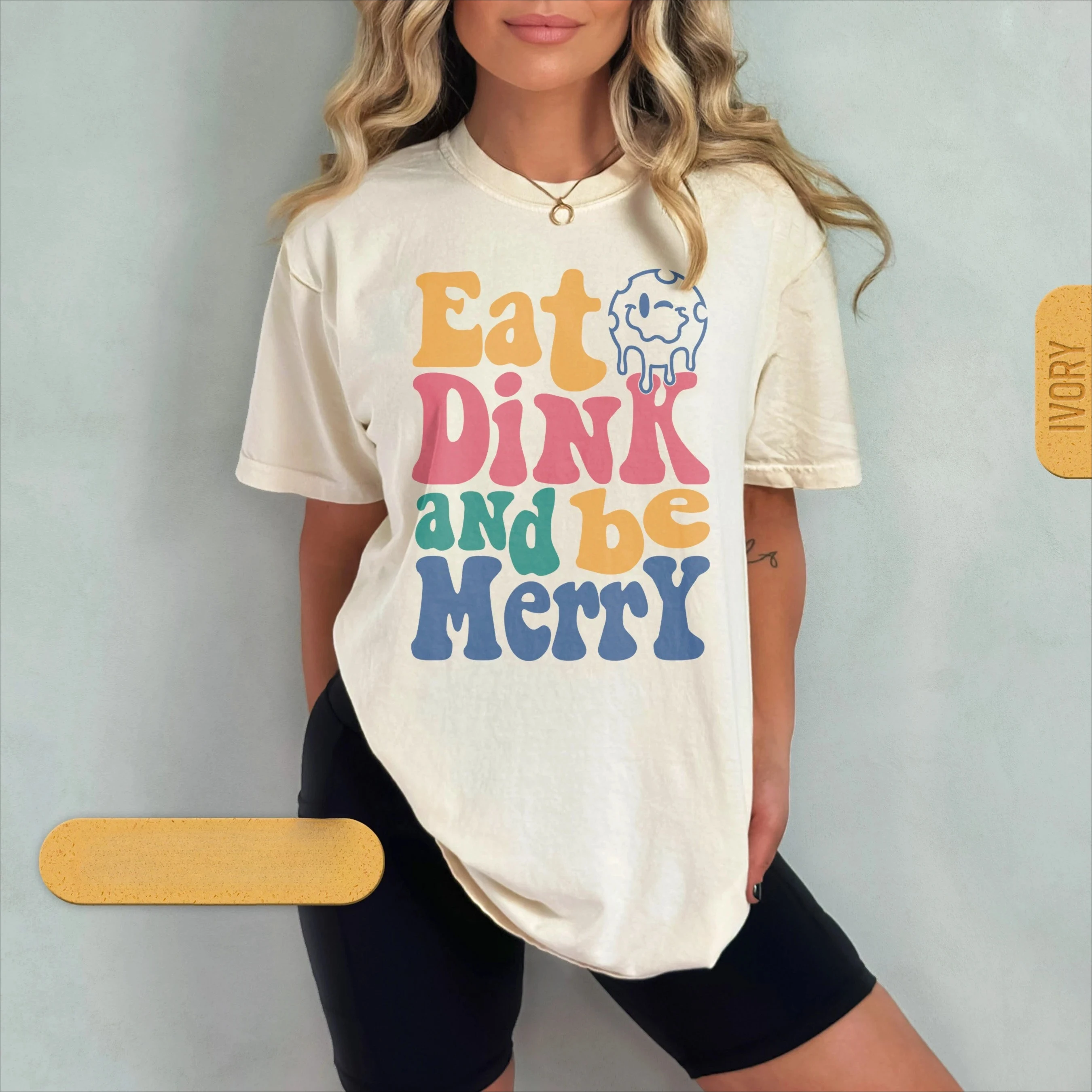 Summer Women's Vintage Eat Dink and Be Merry T-Shirt Unisex Cotton and Breathable Short Sleeve Streetwear Oversized Loose Casual