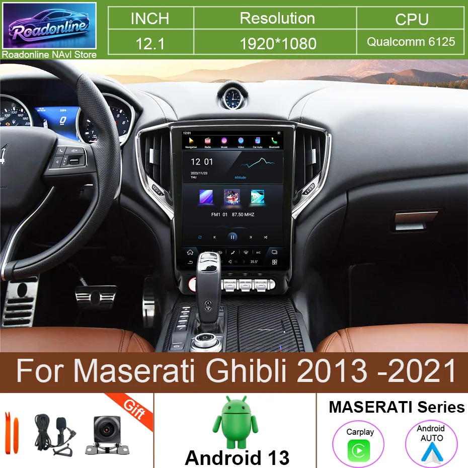 12.1 Inch Android 13 Car Multimedia Player For Maserati Ghibli 2013 -2021 GPS Navigation Stereo Car Radio DSP Carplay 4G
