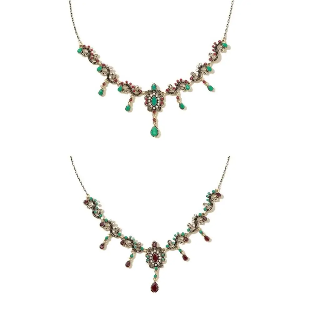 Ожерелье в стиле ретро в богемном этническом стиле, винтажное женское ювелирное изделие на шею, тибетское ожерелье с кисточками, аксессуар со стразами, цепочка на лоб, подарки