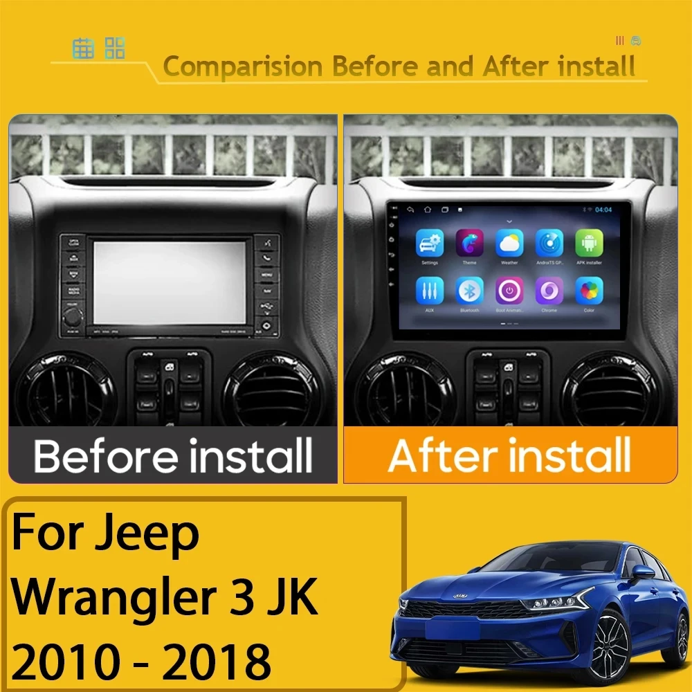 Lecteur autoradio Android pour Jeep Wrangler 3 JK 2010-2018, limitation, GPS 360, caméra HDR CPU, QLED, Wifi, 5G, BT, navigation