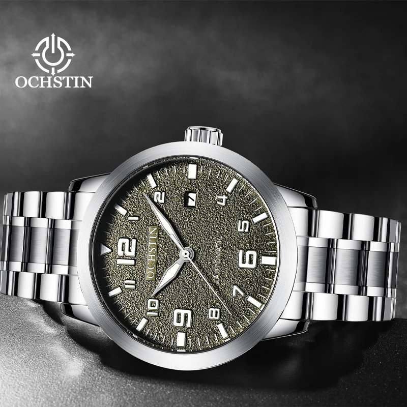 OCHSTIN Master Series Men Automatic Mechanical Watch Solid Stainless Steel Bracelet Daily‑Waterproof Business Dress Wristwatch