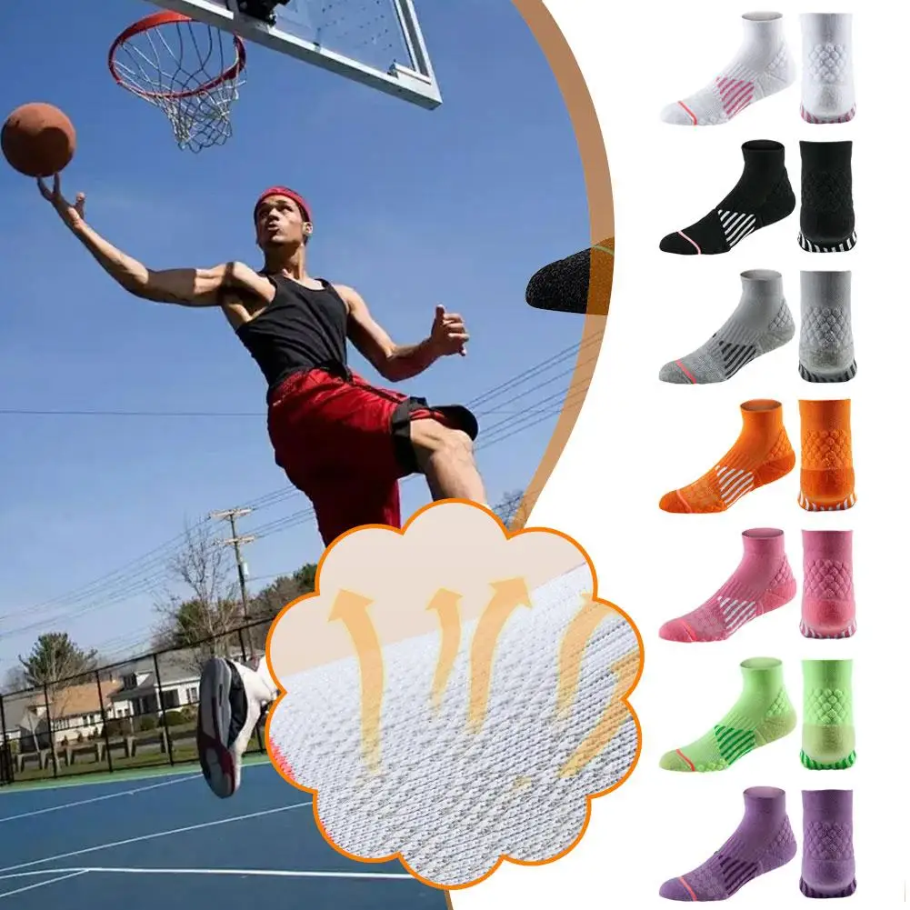 

1pair Men's And Women's Running Socks Towel Soles Breathable Soles Socks Sports Absorbing Socks Massage Basketball Socks Sw P6O7