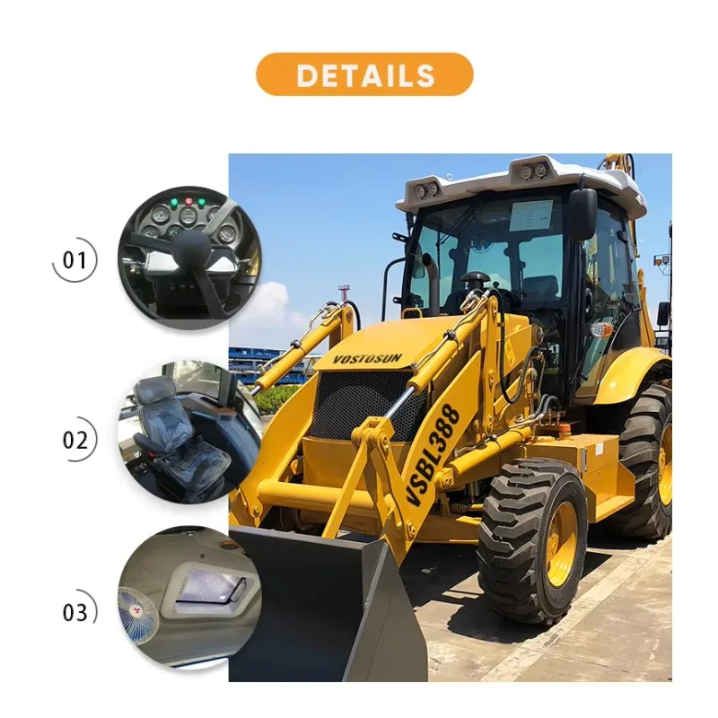 4x4 Backhoe Loader Digger Tractor Machine 1.6 Ton with Front Bucket Rear Digger for Farm Leveling and Clearing Work
