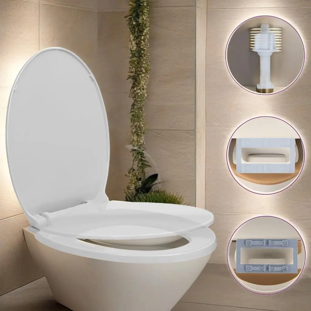 Soft-Close Light Grey Oval Toilet Seat - Stylish & Durable Bathroom Upgrade