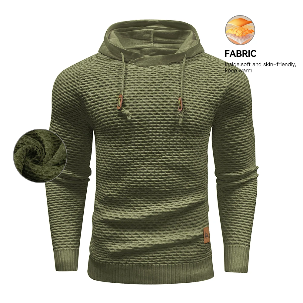 Slavinson Men's Sweatshirt Spring Casual Knit Pullover Sweater Hoodies Drawstring Hooded Pullover Comfortable Clothing Us Size
