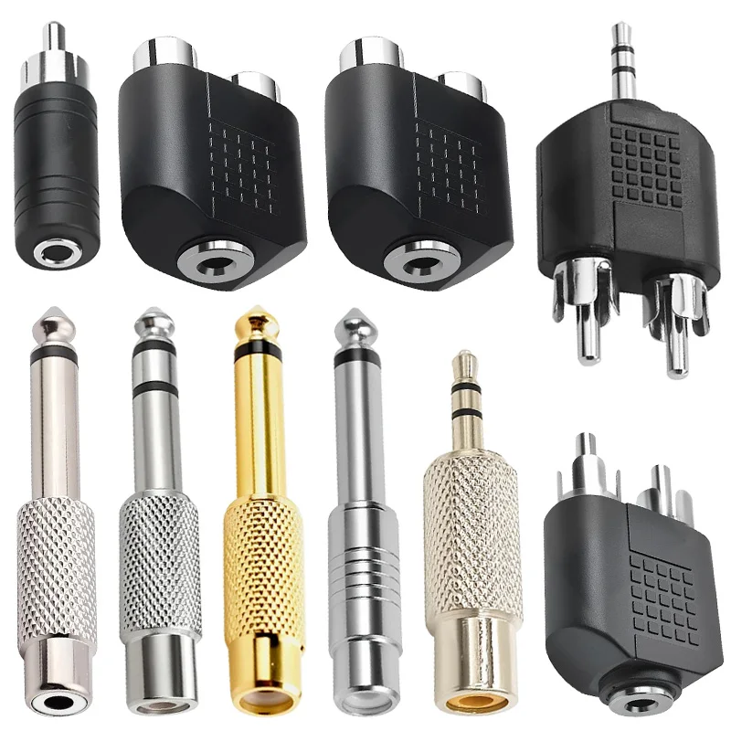 5Pcs RCA to 1/4 Adapter 6.5 Mm Stereo Mono Audio Connector TS Interconnect Adapter Converter Speaker for Home KTV