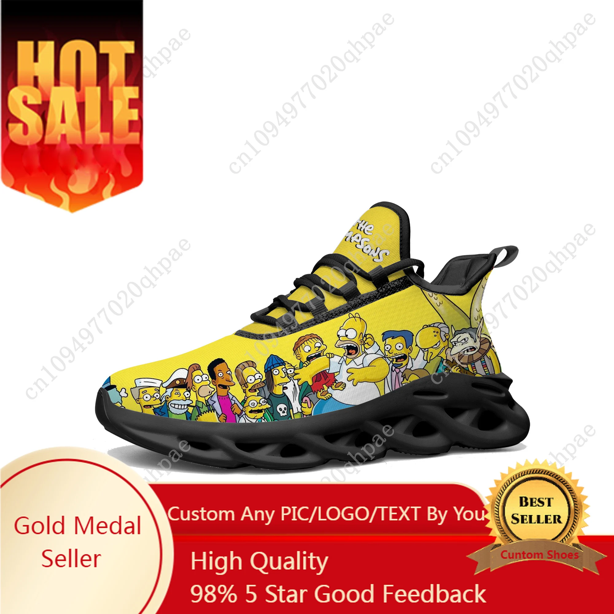 

S-Simpsonss Flats Sneakers Mens Womens Sports Running Shoes High Quality DIY Sneaker Lace Up Mesh Footwear Tailor-made Shoe