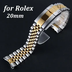 20mm Solid Stainless Steel Strap for Rolex Water Ghost Submariner Daytona GMT Curved End Metal Watch Band for Jubilee Wristband