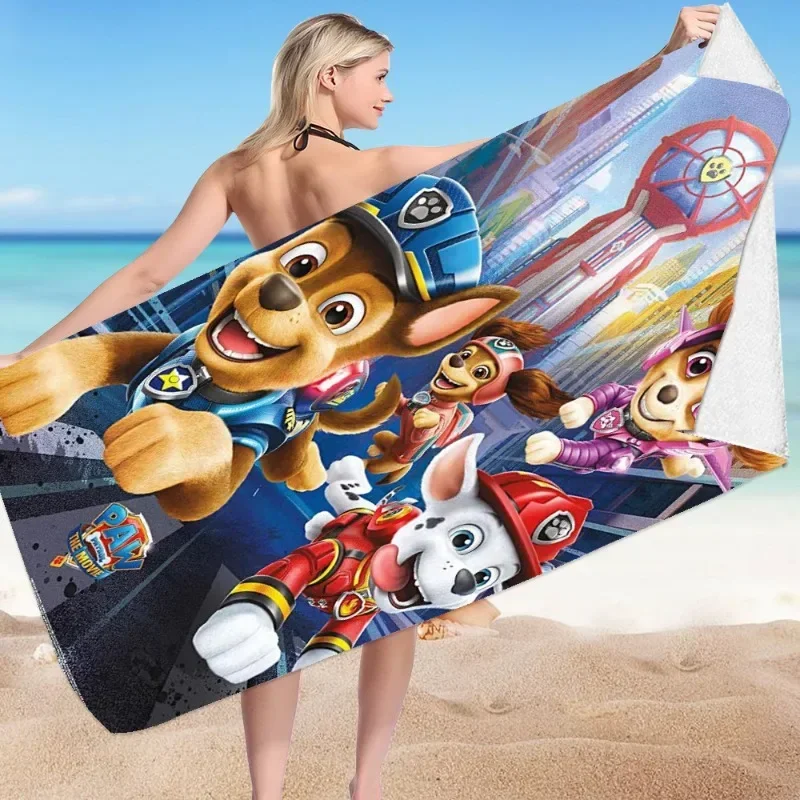 PAW Patrols Anime Asciugamani da spiaggia Cartoon Stampa 3D Microfibra Morbido assorbente Asciugamano da bagno ad asciugatura rapida Coperta da