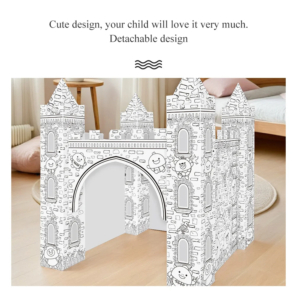 1Set Papier 3D Kasteel Kleuren DIY Puzzel Creatieve Graffiti Educatief Handvaardigheid Ontwikkeling Colorizing 3D Kinderpuzzel