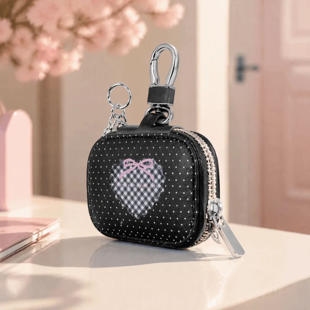 Ins Style Portable Key Pouch Chain Small and cute Mini Bag Mini Key Case Durable Cartoon Headphone bag Daily Accessory