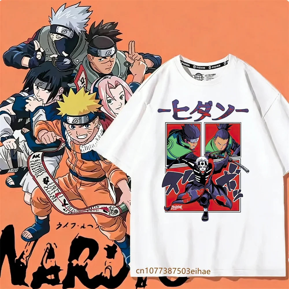 New Naruto Anime Printed T-shirt Hip Hop Street Dress Japan 2026 Harajuku Cotton T-shirt Men's and Women's Kids Short Sleeves