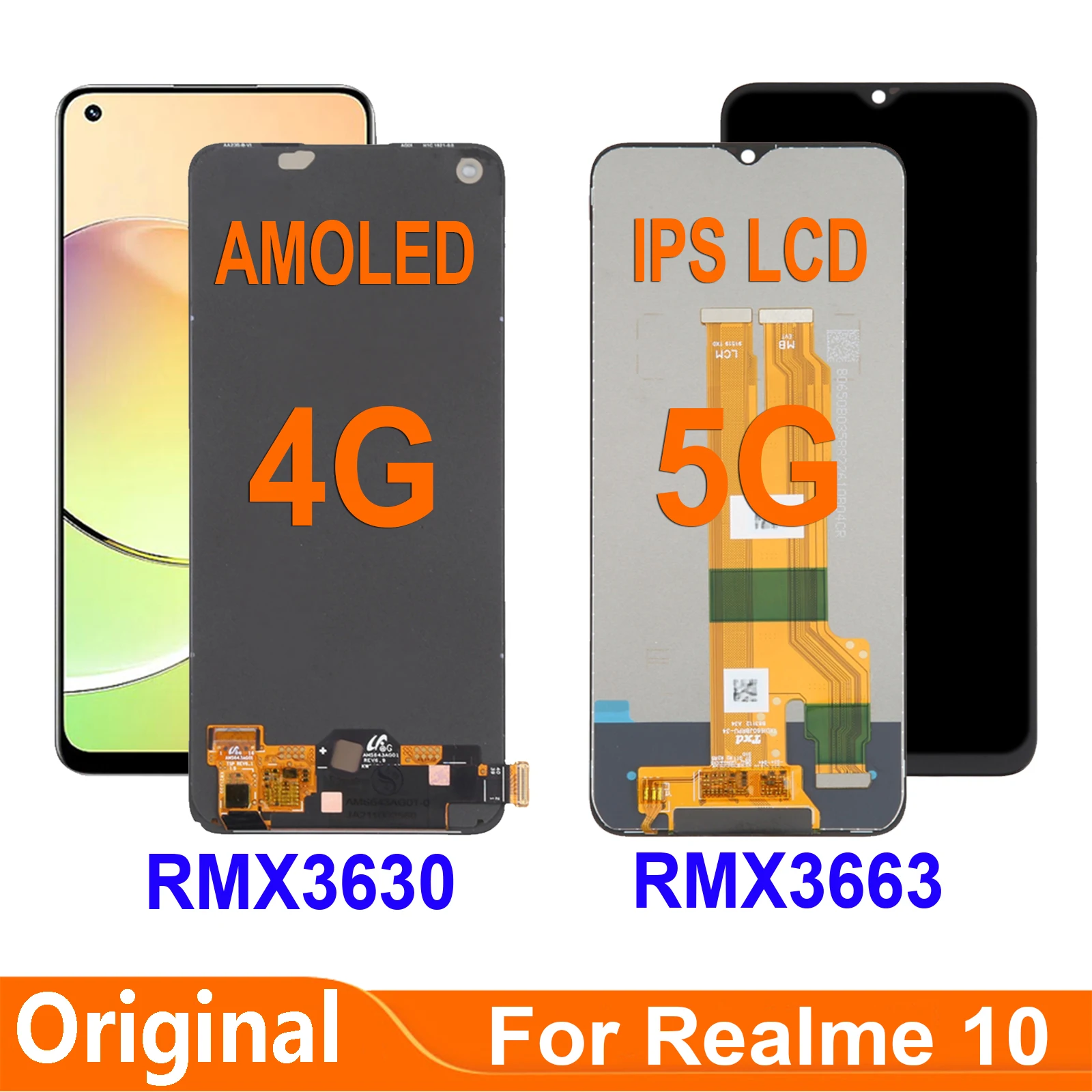 For Realme 10 RMX3630 RMX3663 LCD Display Touch Screen Digitizer Assembly